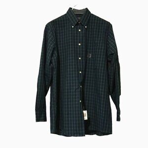 NEW Arrow Green & Navy Plaid Button down Shirt Regular fit Wrinkle free Mens M